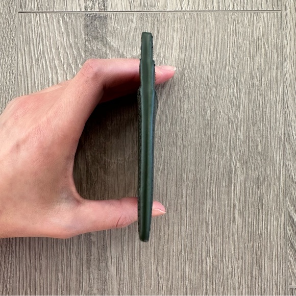 🆕 Authentic YSL Unisex Dark Green Pebbled Leather Credit Card Holder Wallet - Picture 7 of 11